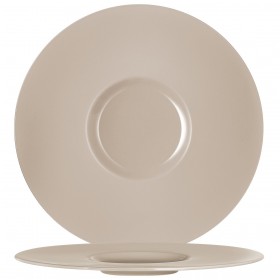Assiette plate ronde en porcelaine taupe 31cm