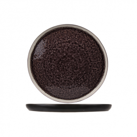 Assiette plate ronde noire et violet 31cm - Lot de 4