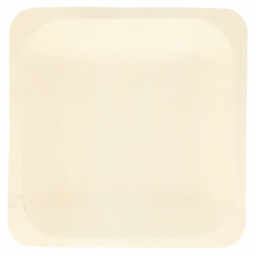 Assiette carrée jetable en bois couleur naturelle 14x2cm - Lot de 50
