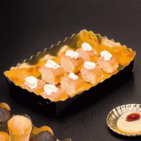 Barquettes en carton or et noir pour pâtisserie - 13 x 9 x 3,5cm - Lot de 250