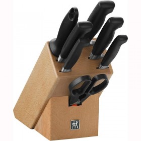 Bloc de couteaux en bois - 8 pièces - manche noir