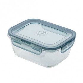 Boîte hermétique rectangulaire en verre couvercle plastique gris 18 x 14cm