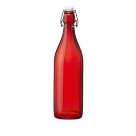 Bouteille en verre 1 L rouge avec bouchon mécanique 8 x 8 x 32 cm