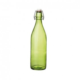 Bouteille en verre 1 L vert avec bouchon mécanique 8 x 8 x 32 cm