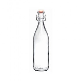 Bouteille en verre transparent 1 L avec bouchon mécanique 8 x 8 x 32 cm