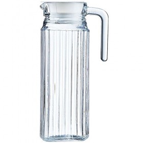 Carafe / broc en verre 1L avec bouchon blanc