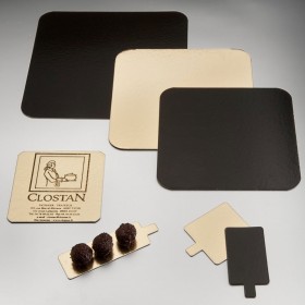 Carton carré or et noir  pour pâtisserie - 18 x 18cm - Lot de 50