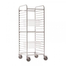 Chariot échelle pour bac gastronorme GN 2/1 en inox 18 niveaux 73 x 62 x 171cm