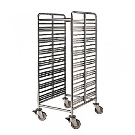 Chariot échelle pour bac gastronorme GN 2/1 en inox 28 niveaux 60 x 70 x 153.5cm