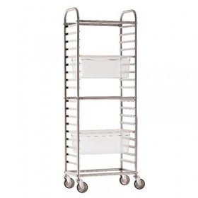 Chariot échelle pour bac gastronorme GN 1/1 en inox 18 niveaux 38 x 62 x 164cm