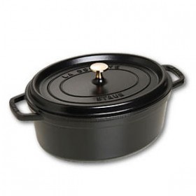 Cocotte en fonte ovale 31 cm noir mat