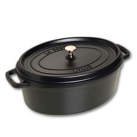 Cocotte en fonte ovale 37 cm noir mat 