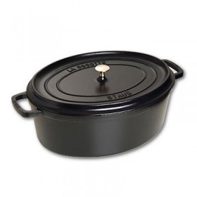 Cocotte en fonte ovale noir mat 41 cm noire