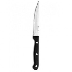 Couteau à steak manche noir en inox finition miroir 21.2cm - Lot de 12