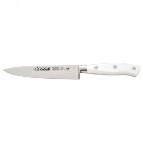 Couteau chef / Eminceur manche blanc - lame inox Nitrum 15cm