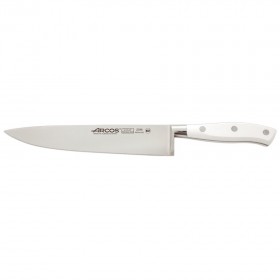 Couteau chef / Eminceur manche blanc - lame inox Nitrum 20cm