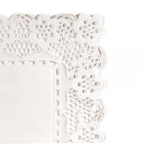Dentelle rectangulaire blanche en papier 32x26cm - Lot de 250