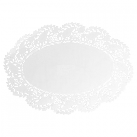 Dentelle ovale blanche en papier 32x22cm - Lot de 250