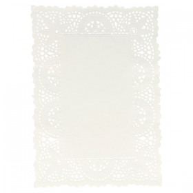 Dentelle rectangulaire blanche en papier 21 x 15cm - Lot de 250