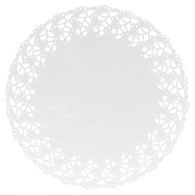 Dentelle ronde blanche de 11,5cm en papier - Lot de 250