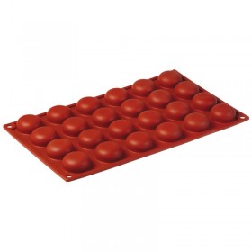 Moule flexible en silicone - 24 demi-sphères pomponette