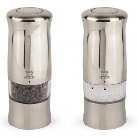Duo moulins poivre et sel électriques 14cm métal brossé ABS