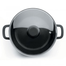 Faitout rond induction en fonte d'aluminium avec couvercle en verre - Ø 30 cm