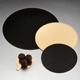Carton rond or et noir  pour pâtisserie - 32cm - Lot de 100