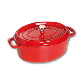 Cocotte en fonte ovale 29 cm rouge cerise