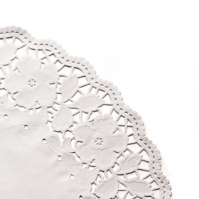 Dentelle ronde blanche de 24cm en papier - Lot de 250