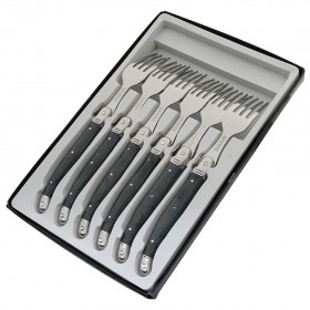 Fourchette de table postiche gris en inox - Lot de 6 