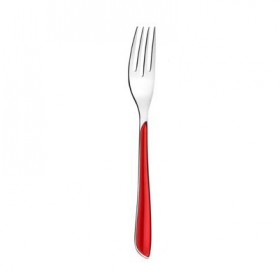 Fourchette de table rouge en inox 18/0 2mm - Lot de 6 