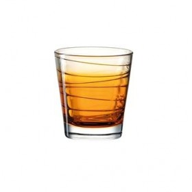 Verre à eau forme basse motifs rayures orange 25cl - Lot de 6