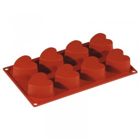 Moule flexible en silicone - 8 coeurs