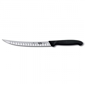 Couteau de boucher lame courbée alvéolée 20cm - manche fibrox noir 