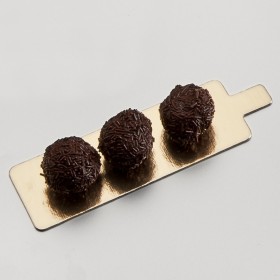 Languette rectangle or et noire en carton pour pâtisserie - 4,5 x 13cm - Lot de 250