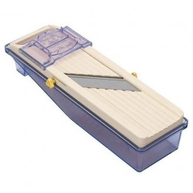 Mandoline japonaise + bac récupérateur lame inox 65 mm petit modèle plastique ABS 32 x 10 x 7 cm