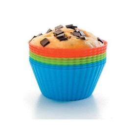 Moule à muffin coloré 7 x 3.5 cm en silicone - Lot de 12