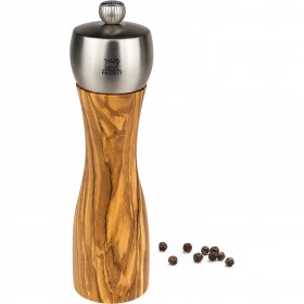 Moulin à poivre en bois d'olivier et inox 20cm