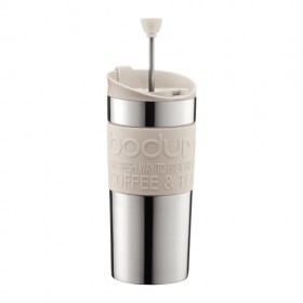 Mug à piston en inox double paroi 35cl blanc crème - A l'unité