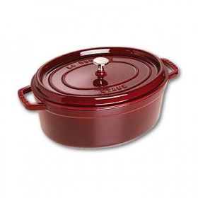 Cocotte en fonte ovale 33 cm rouge grenadine
