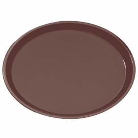 Plateau de bar antidérapant ovale en fibre marron 67 x 55,5 cm