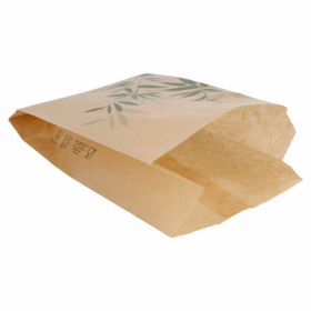Pochette burger 34g/m² 12x7x18cm parchemin anti-graisse naturel motifs feuilles vertes - Lot de 500