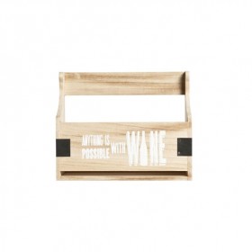 Porte bouteille en bois "Anything is possible with wine" 27 x 10 x 22cm
