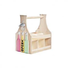 Porte bouteille en bois avec décapsuleur 28 x 17 x 29cm
