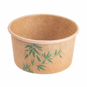 Pot à glace 160ml marron motif feuilles vertes - Lot de 2000