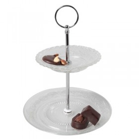 Présentoir à gâteaux 2 niveaux 13cm / 18cm - hauteur 23,5cm