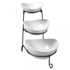Présentoir / étagère noire 3 niveaux 11,5X13 - 14,5X16 - 18,5X20cm - hauteur 33cm