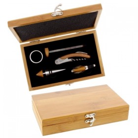 Coffret sommelier vin en bambou 5 pièces 