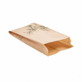Sac à sandwich 34g/m² 12x4x26cm parchemin anti-graisse naturel motifs feuilles vertes - Lot de 500